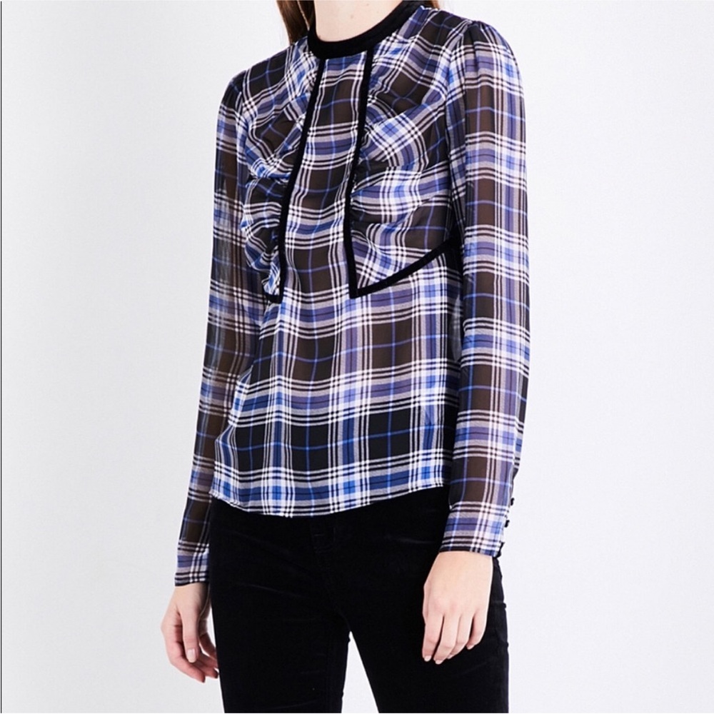 Maje Lancho Floaty Check Blouse Top
